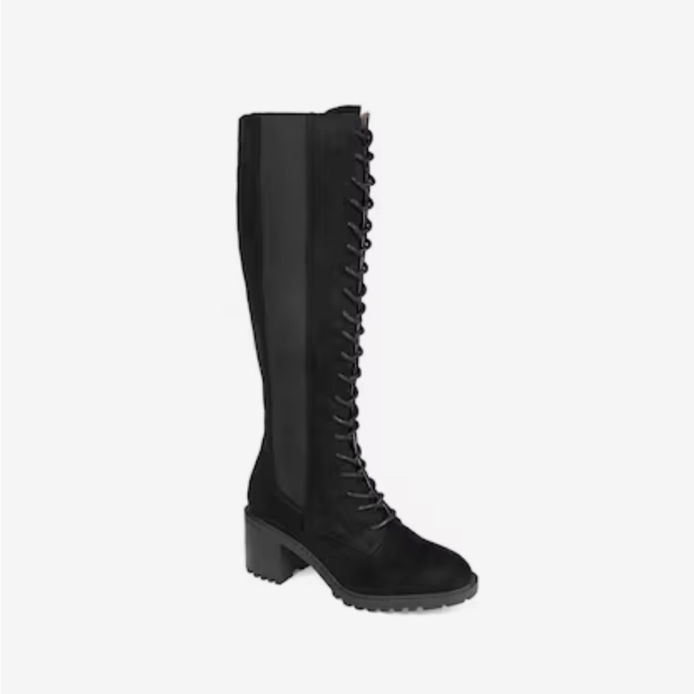 JOURNEE COLLECTION Women's Jenicca Lace-up Knee-High Boots Black US 6M Wide Calf